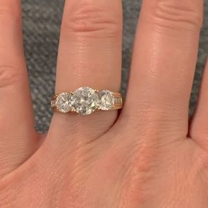 Three Stone CZ 24 karat Gold Plated Ring